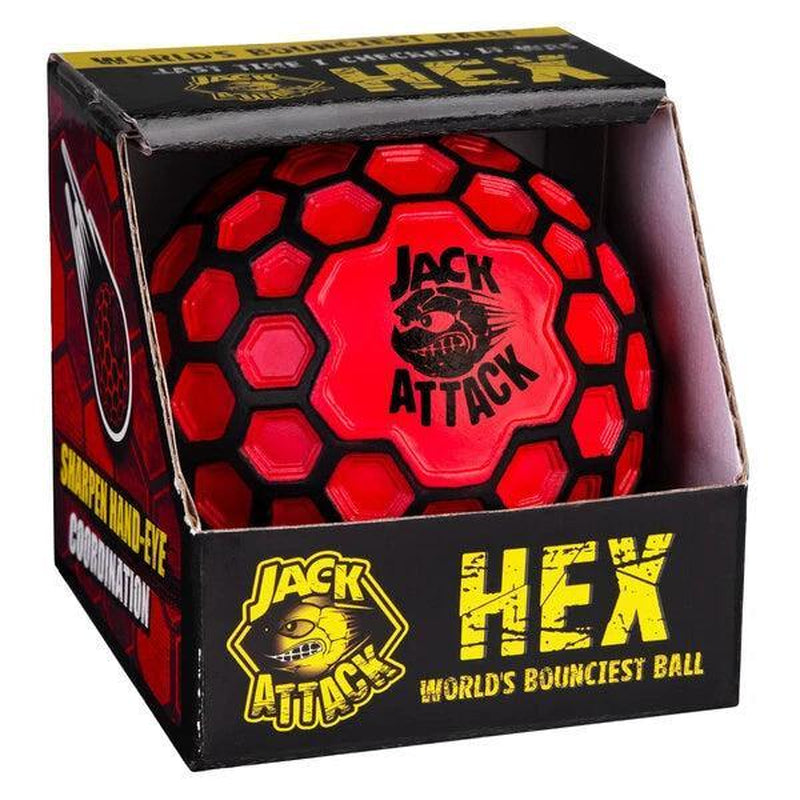 Jack Attack Hex Ball - Aerodynamic Exo-Skeleton, High-Density Foam for Insane Bounce, Random Colors - Sports Toy