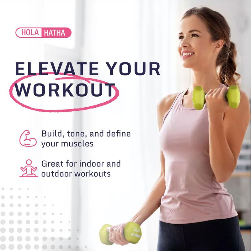 Holahatha 3, 5, and 8 Pound Dumbbell Hand Weight Set with Storage Rack, Multi Strength Training