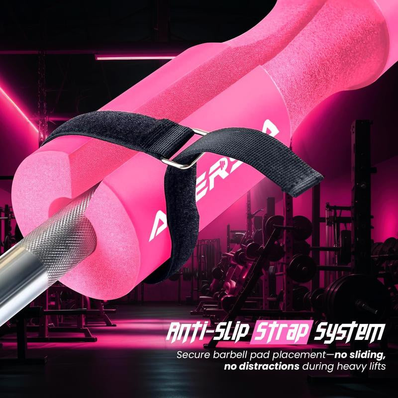 Barbell Pad for Squats & Thrusts 1.2 Extra-Thick High-Density Non-Slip & Support Cushion Fits Olympic & Standard Bars Quick On/Off Design + 2 Securing Straps