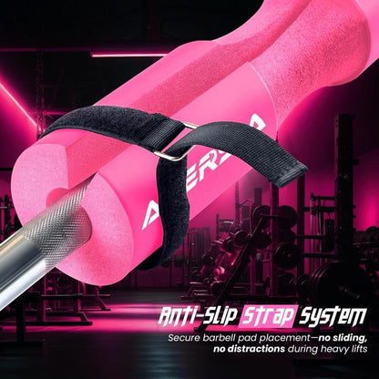 Barbell Pad for Squats & Thrusts 1.2 Extra-Thick High-Density Non-Slip & Support Cushion Fits Olympic & Standard Bars Quick On/Off Design + 2 Securing Straps