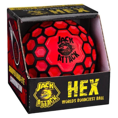 Jack Attack Hex Ball - Aerodynamic Exo-Skeleton, High-Density Foam for Insane Bounce, Random Colors - Sports Toy