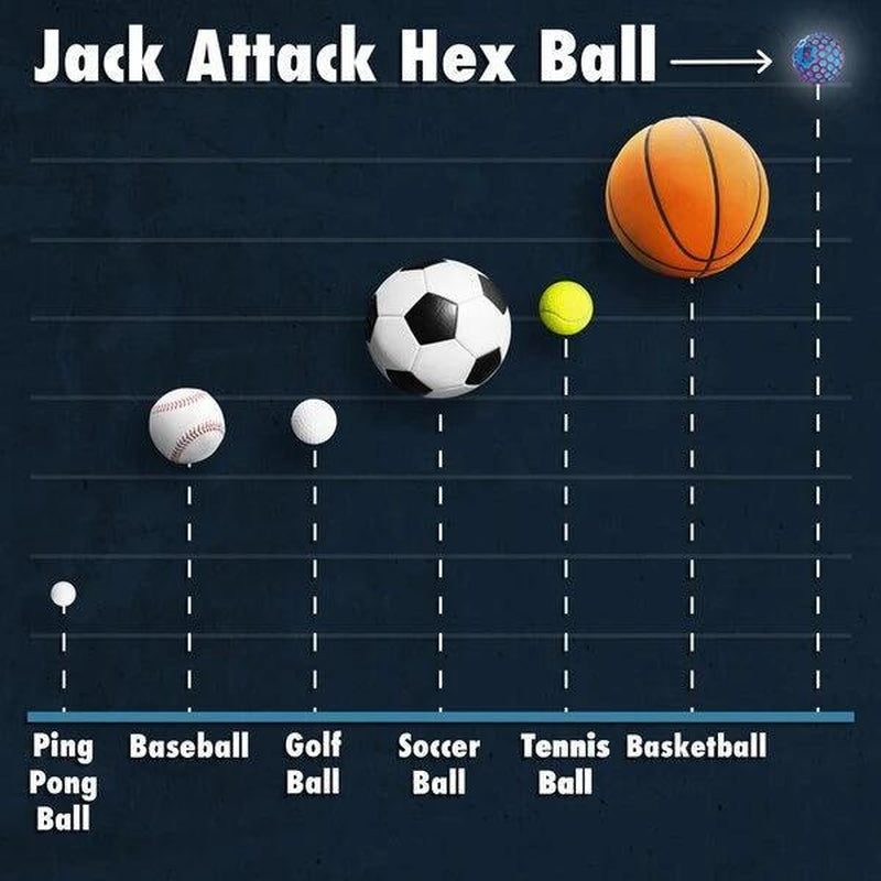 Jack Attack Hex Ball - Aerodynamic Exo-Skeleton, High-Density Foam for Insane Bounce, Random Colors - Sports Toy