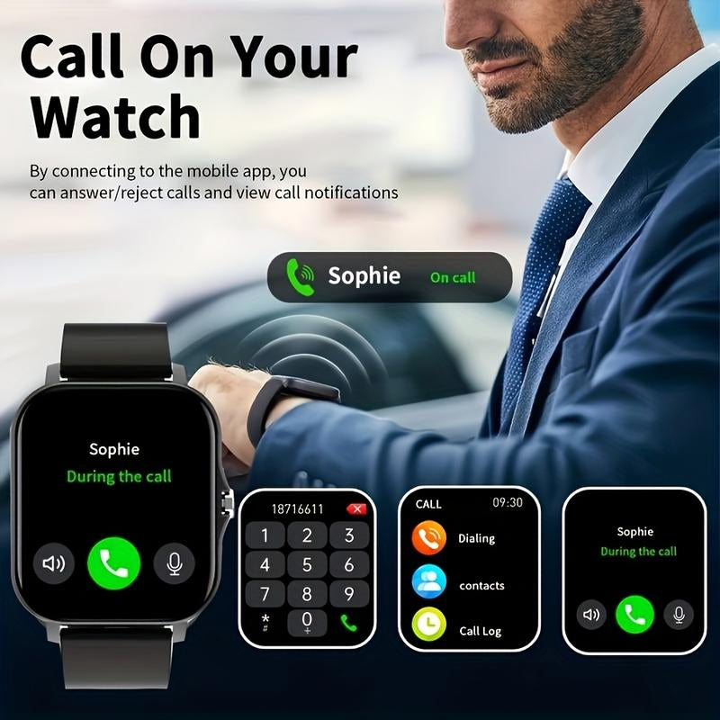 Fashion Touch Screen Smart Watch,Men Women Sports Watch 1.83 Inch with Answer Make Calls Message Reminder Game Bluetooth Music Calculator Stopwatch for Android Ios Wearable IP68 Waterproof Gift for Father Son