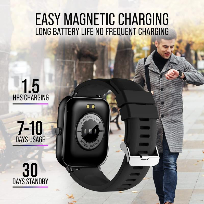 Fashion Touch Screen Smart Watch,Men Women Sports Watch 1.83 Inch with Answer Make Calls Message Reminder Game Bluetooth Music Calculator Stopwatch for Android Ios Wearable IP68 Waterproof Gift for Father Son