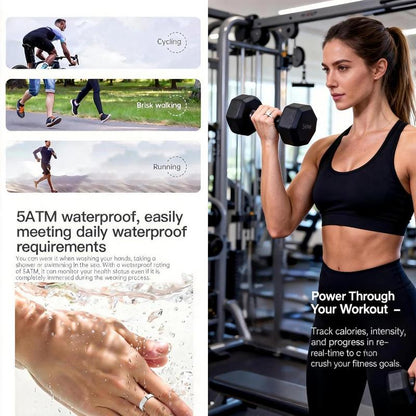 8#-Smart Ring Advanced Health Monitoring Smart Ring 24/7 Heart Rate Blood Oxygen Sleep Waterproof Durable Wearable Finger for Ios Android