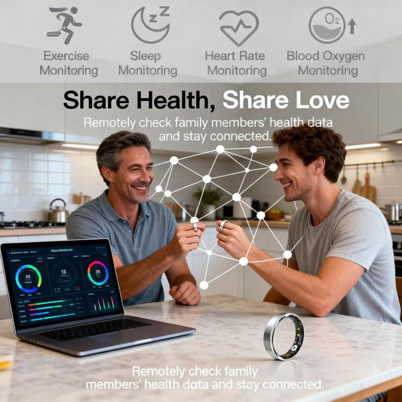 8#-Smart Ring Advanced Health Monitoring Smart Ring 24/7 Heart Rate Blood Oxygen Sleep Waterproof Durable Wearable Finger for Ios Android