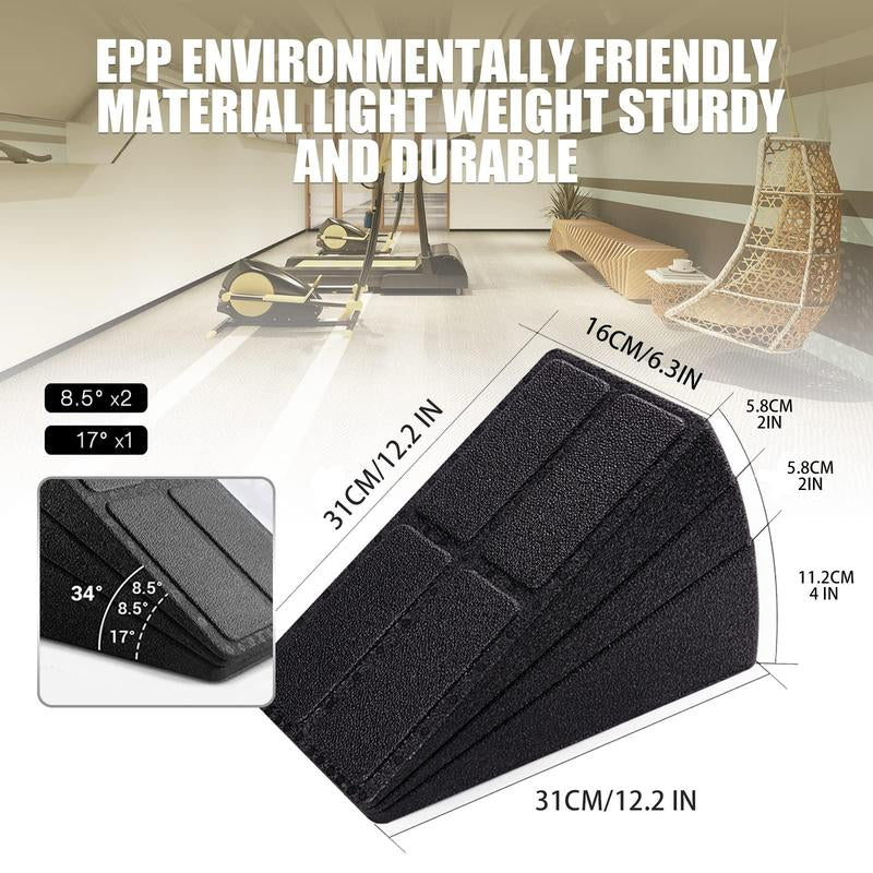 Squat Wedge Blocks, 3 Counts Non-Slip Incline Boards, Foot Wedge Foam Incline Boards, Leg Extensions for Home Workouts, Calf Stretch, Heel Squats, Yoga Equipment