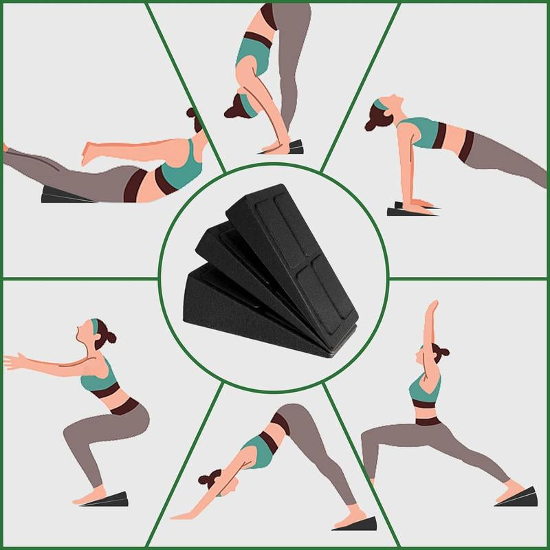 Squat Wedge Blocks, 3 Counts Non-Slip Incline Boards, Foot Wedge Foam Incline Boards, Leg Extensions for Home Workouts, Calf Stretch, Heel Squats, Yoga Equipment