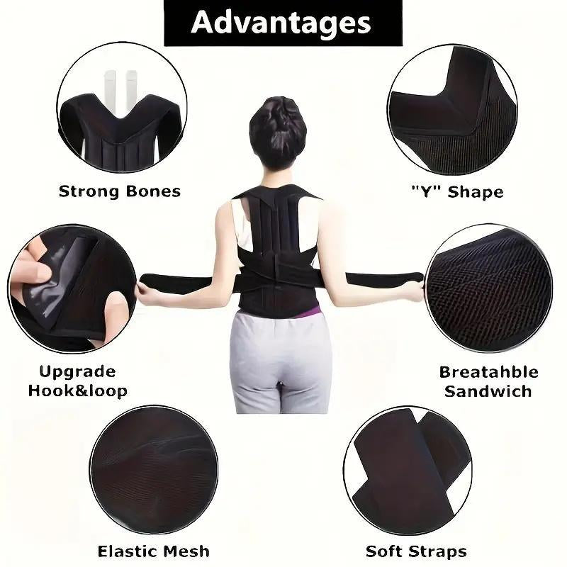2024 New Style Back Support Belt, Back Brace for Men & Women, Adjustable Back Straightener, Adjustable Posture, Back Support Belt for Home Gym Workout