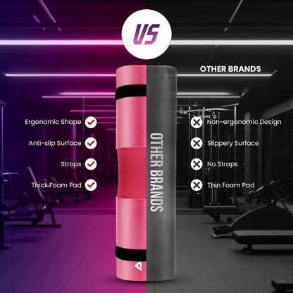 Barbell Pad for Squats & Thrusts 1.2 Extra-Thick High-Density Non-Slip & Support Cushion Fits Olympic & Standard Bars Quick On/Off Design + 2 Securing Straps